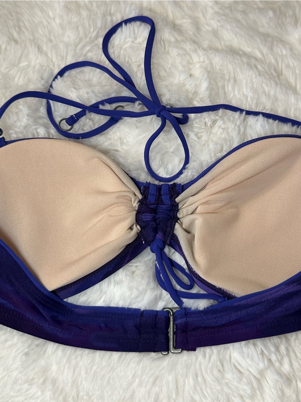 Exhilaration Purple Bandeau Bikini Set Tie Side Swimsuit Watercolor Print - Picture 3 of 16